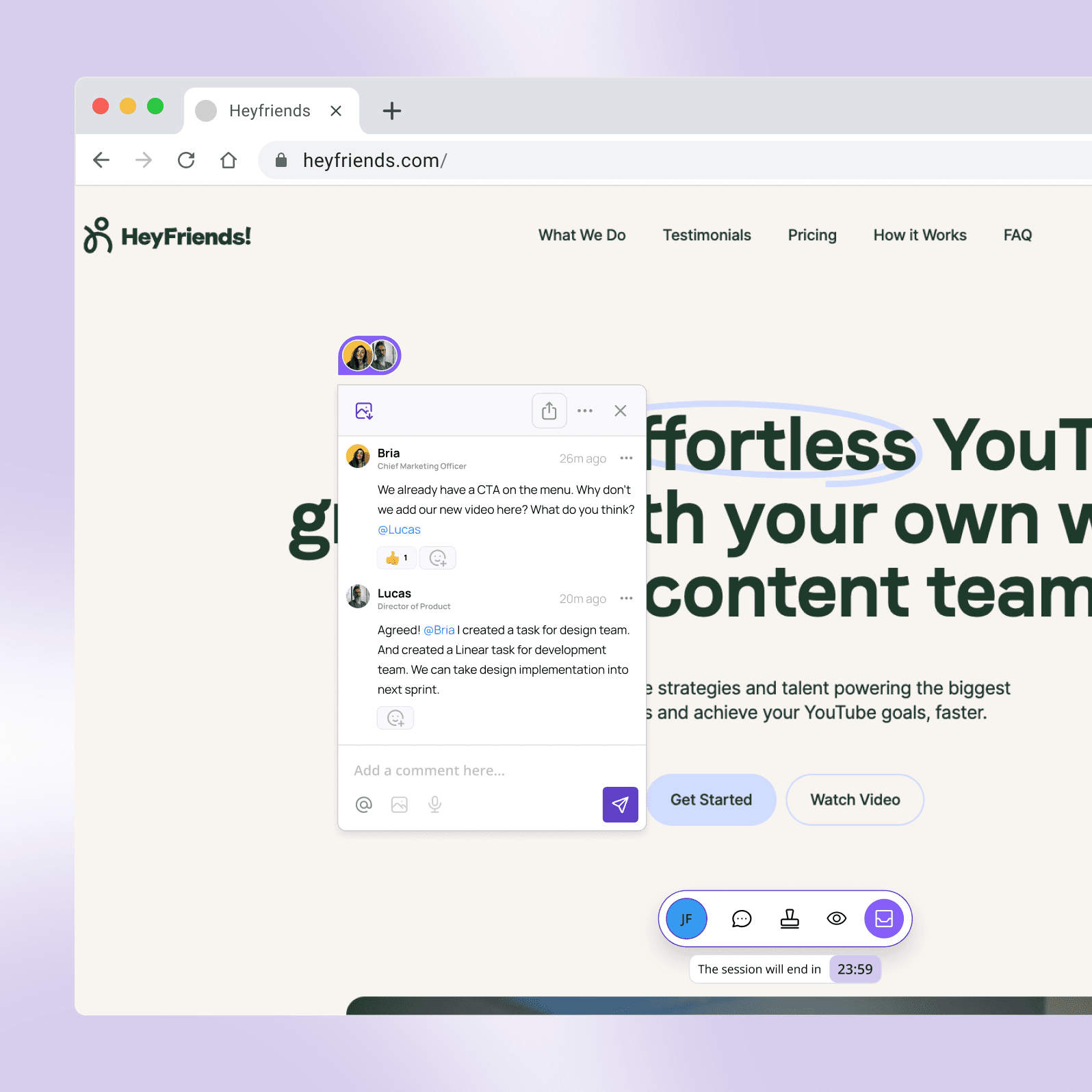 Visitor leaving a contextual comment on a live website using Commented without an account